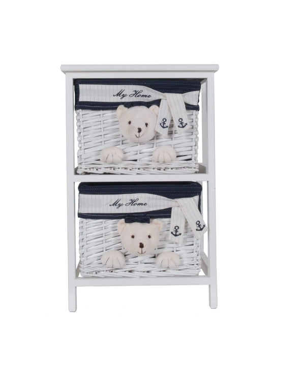 Furniture Rustic Furniture - 12.5" x 16" x 25" White, Blue - Portable 2 Drawers HomeRoots