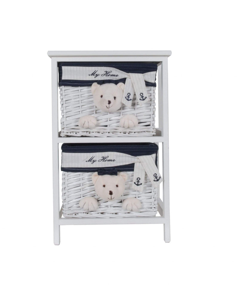 Furniture Rustic Furniture - 12.5" x 16" x 25" White, Blue - Portable 2 Drawers HomeRoots