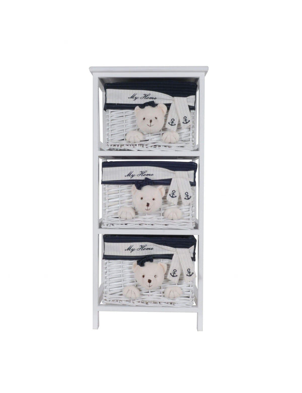 Furniture Rustic Furniture - 12.5" x 16" x 35.5" White, Blue - Portable 3 Drawers HomeRoots