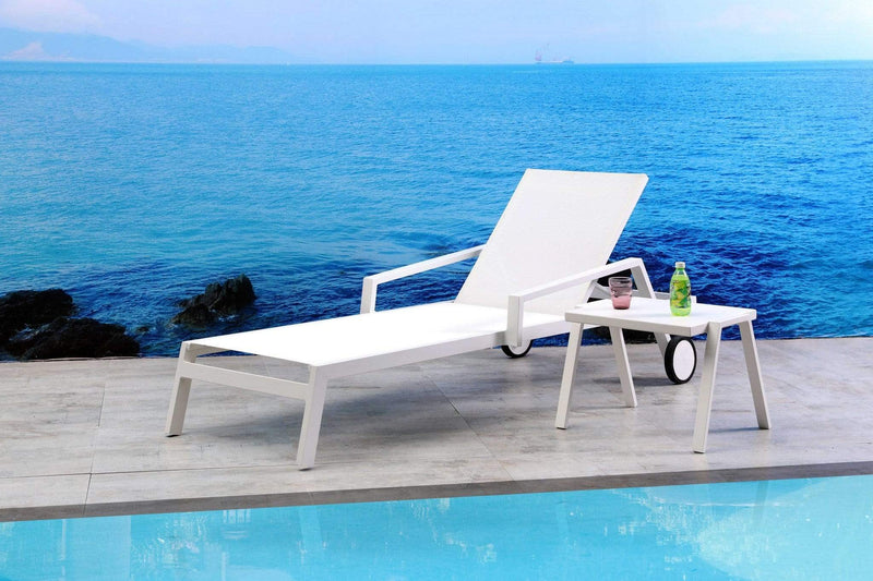Furniture Rustic Furniture - 30" X 83" X 12"/20" White Aluminum Chaise HomeRoots