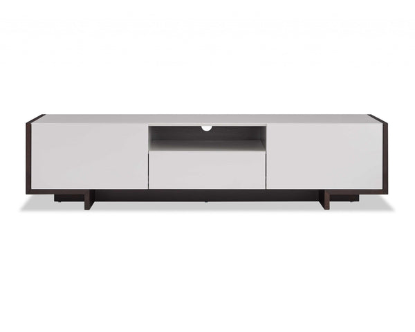 Furniture Rustic Furniture - 73" X 17" X 18" Gloss Taupe TV Unit HomeRoots