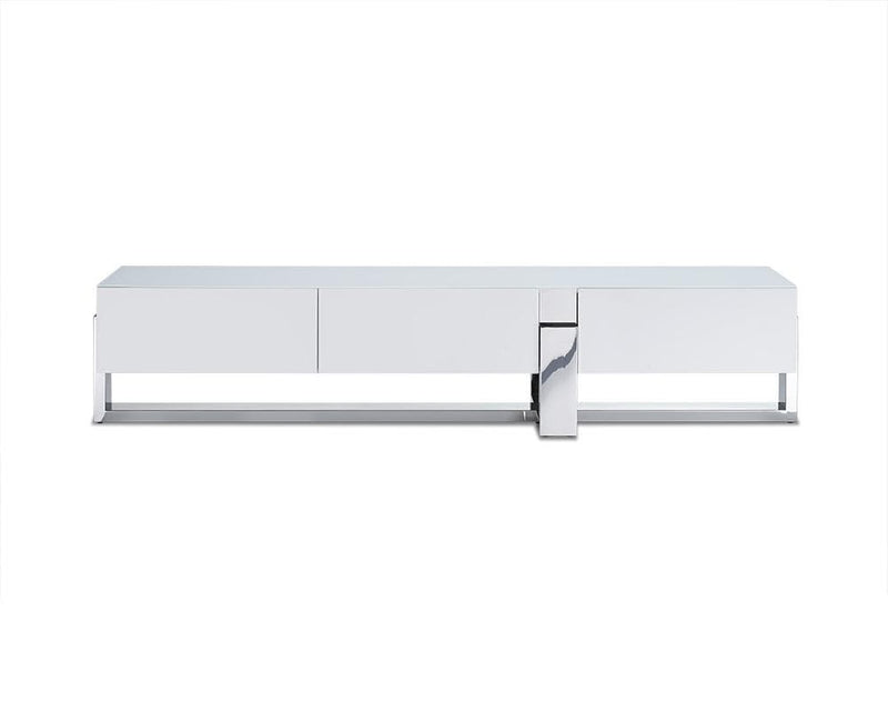 Furniture Rustic Furniture - 91" X 18" X 19" White Stainless Steel TV Unit HomeRoots