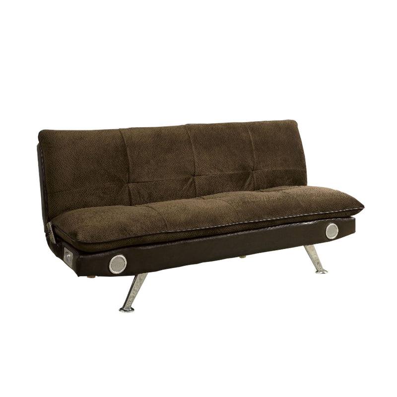 Gallagher Contemporary Sofa Futon With Audio Speaker, Dark Brown-Living Room Furniture-Dark Brown-ChamPillown Leatherette-JadeMoghul Inc.