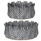 Galvanized Metal Bowls With Embossed Design, Gray, Set of 2-Home Accent-Gray-Metal-JadeMoghul Inc.