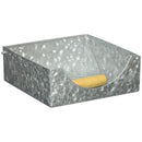 Galvanized Metal Napkin Holder With Fitted Handle, Gray-Napkin Holders-Gray-Galvanized Steel-JadeMoghul Inc.