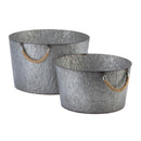 Living Room Decor Galvanized Textured Buckets