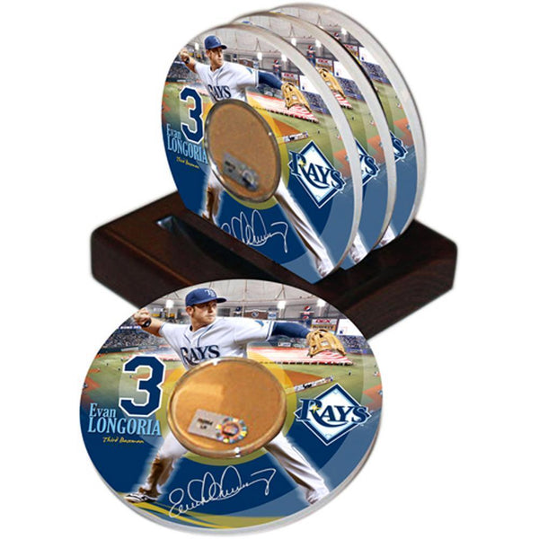 Game Used Dirt Coasters (Set of 4) - Tampa Bay Rays Evan Longoria-LICENSED NOVELTIES-JadeMoghul Inc.
