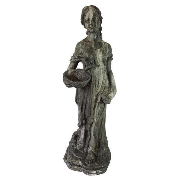 Garden Statues and Yard Art Resin Magnesium Oxide Girl Garden decor, Gray Benzara