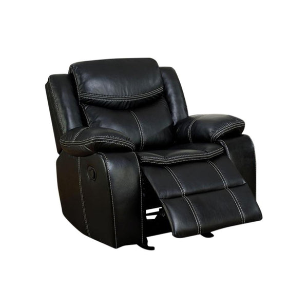 Gatria Transitional Recliner Chair, Black-Recliner Chairs-Black-Bonded Leather Match-JadeMoghul Inc.