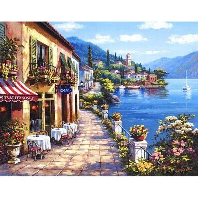 GATYZTORY Paint By Numbers For Adults Children DIY HandPainted Oil Painting Town Landscape Picture Paint Home Decoration AExp