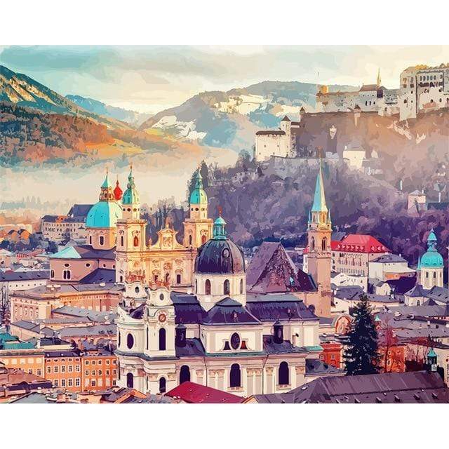 GATYZTORY Paint By Numbers For Adults Children DIY HandPainted Oil Painting Town Landscape Picture Paint Home Decoration AExp