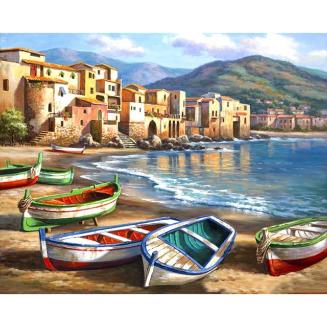 GATYZTORY Paint By Numbers For Adults Children DIY HandPainted Oil Painting Town Landscape Picture Paint Home Decoration AExp