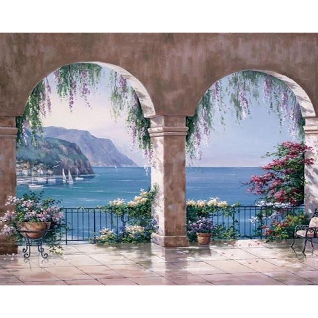 GATYZTORY Paint By Numbers For Adults Children DIY HandPainted Oil Painting Town Landscape Picture Paint Home Decoration AExp