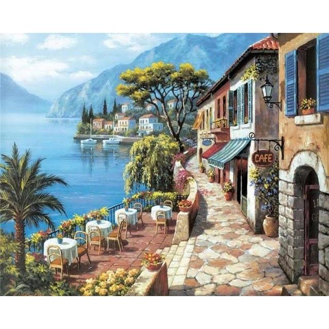 GATYZTORY Paint By Numbers For Adults Children DIY HandPainted Oil Painting Town Landscape Picture Paint Home Decoration AExp