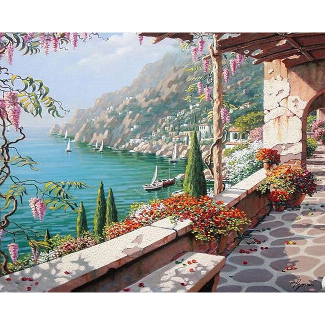GATYZTORY Paint By Numbers For Adults Children DIY HandPainted Oil Painting Town Landscape Picture Paint Home Decoration AExp