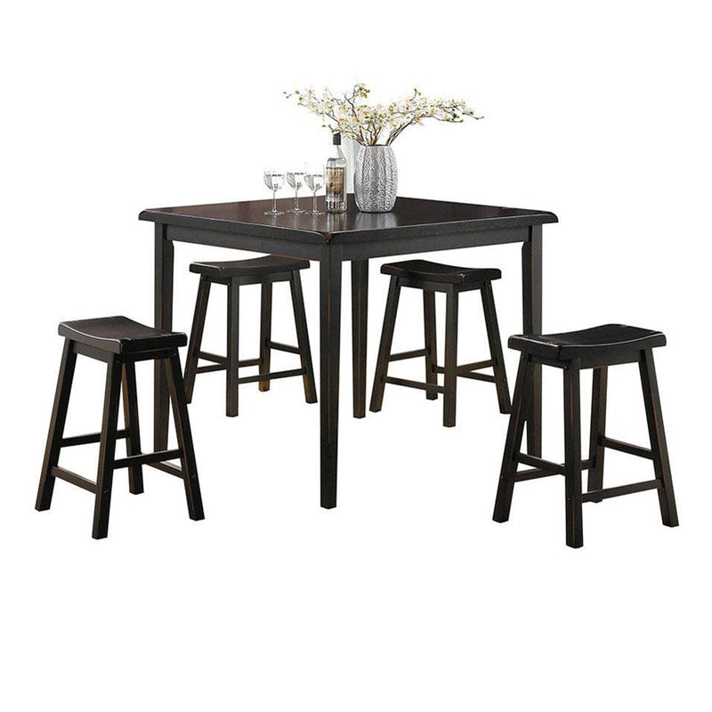 Gaucho 5 Piece Pack Counter Height Set, Black-Dining Sets-Black-Rbw Rbw Veneer MDF Rbw Rbw Veneer-JadeMoghul Inc.