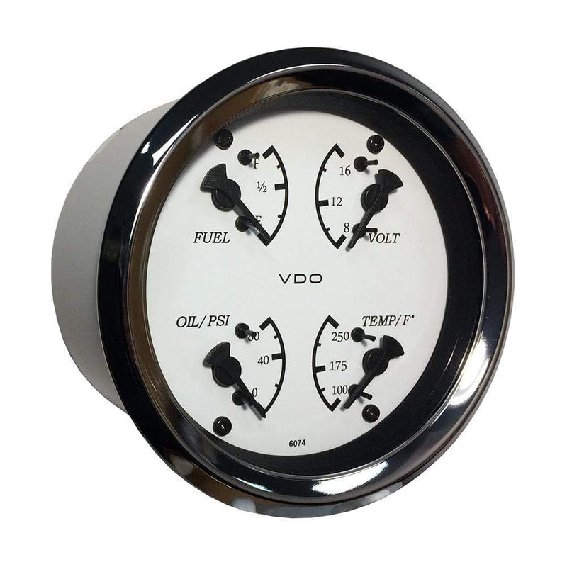 Gauges VDO Cockpit Marine 85mm (3-3/8") 4 in 1 Gauge - White Dial/Bezel [110-15800] VDO