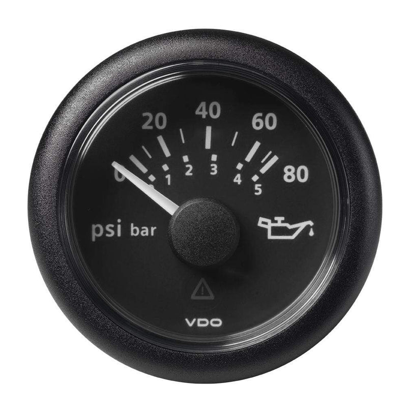 Gauges VDO Marine 2-1/16" (52mm) ViewLine Oil Pressure Gauge 80 PSI/5 Bar - 8-32V - Black Dial  Round Bezel [A2C59514128] VDO Marine