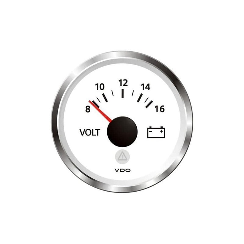 Veratron 52 MM (2-1/16") ViewLine - Voltmeter 8 to 16V - White w/Chrome Bezel [A2C59514850]