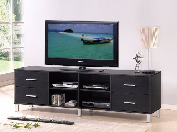 Genial TV Stand, Espresso Brown-Entertainment Centers and Tv Stands-Black-Paper Veneer MDF PB-JadeMoghul Inc.