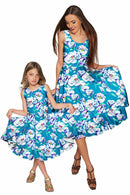Gentle You Vizcaya Blue Floral Print Midi Dress - Women-Gentle You-XS-Blue/Green/Purple-JadeMoghul Inc.