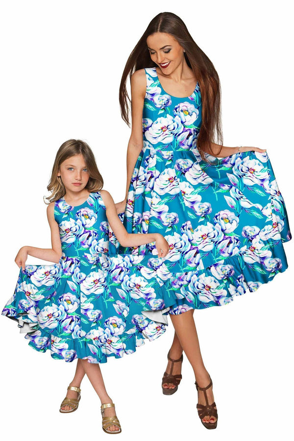 Gentle You Vizcaya Fit & Flare Midi Mommy and Me Dress-Gentle You-18M/2-Blue/Green/Purple-JadeMoghul Inc.