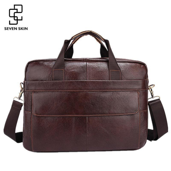 Genuine Cowhide Leather Business Briefcase / Laptop Bag / Travel Bag--JadeMoghul Inc.