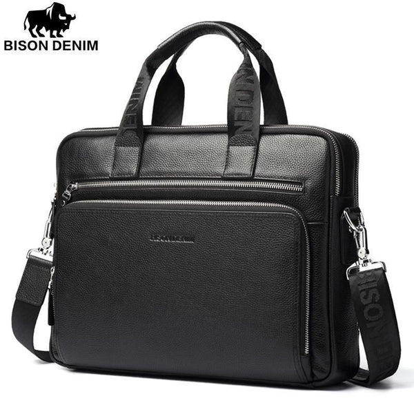 Genuine Leather Briefcase / 14" Laptop Handbag / Business Crossbody Bag-2333-China-JadeMoghul Inc.