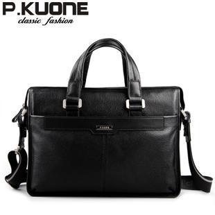 Genuine leather briefcase, laptop leather bag, for 15 inch notebook computer, 15.6 inch laptop bag-Black-JadeMoghul Inc.
