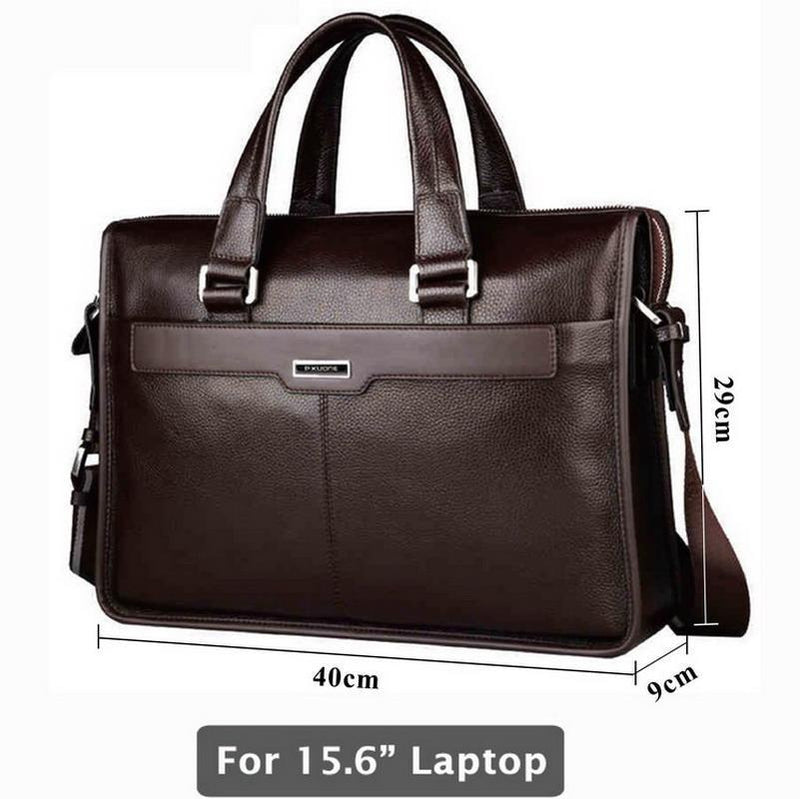 Genuine leather briefcase, laptop leather bag, for 15 inch notebook computer, 15.6 inch laptop bag-Black-JadeMoghul Inc.