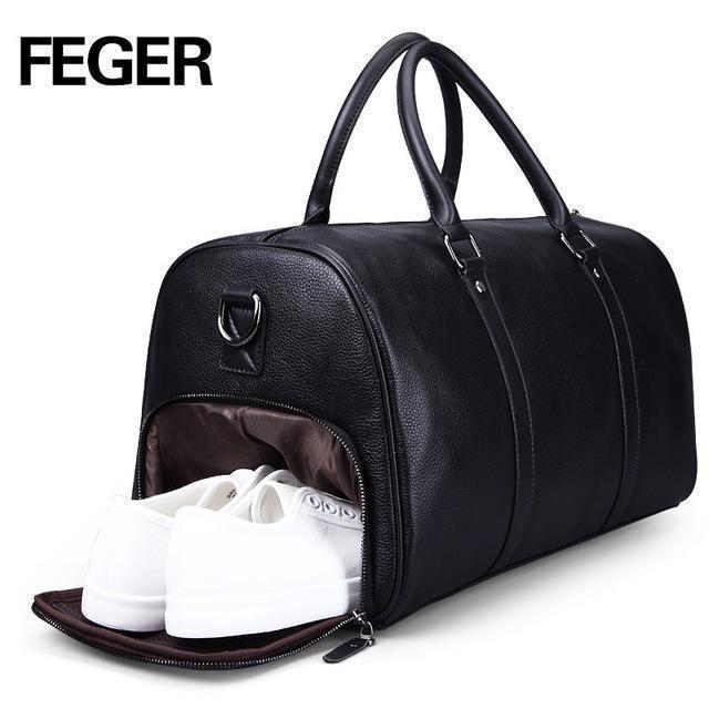 Genuine Leather Extra Large Duffel / Business Travel Bag-blackS-China-JadeMoghul Inc.