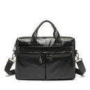 Genuine Leather Men Bags Business Briefcase Men's Laptop Bag Man Vintage Crossbody Shoulder Handbag-Bright Black-JadeMoghul Inc.