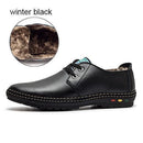Genuine Leather Men casual shoes - Breathable Soft Driving Men's Loafers-winter black-6.5-JadeMoghul Inc.