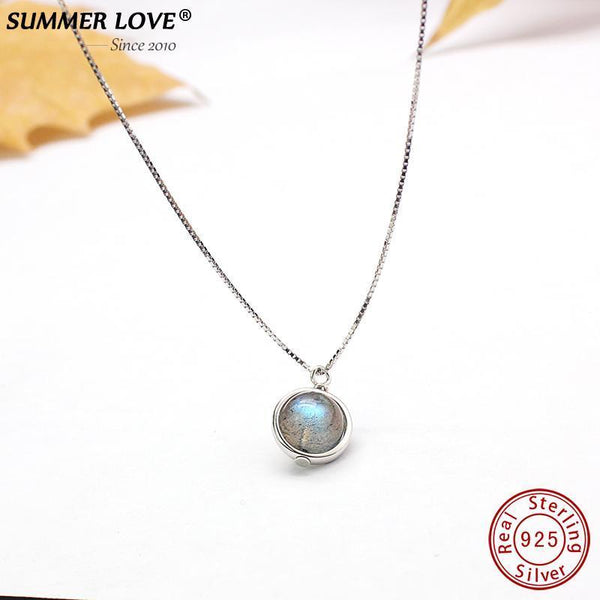 Genuine S925 Sterling Silver Labradorite Pendant Necklace For Women Fine Jewelry Nature Gemstone Handmade bijoux femme--JadeMoghul Inc.