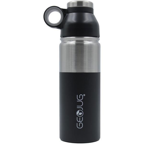 GeoJug 18-Ounce Stainless Steel Vacuum-Insulated Water Bottle (Black)-Storage Containers & Accessories-JadeMoghul Inc.