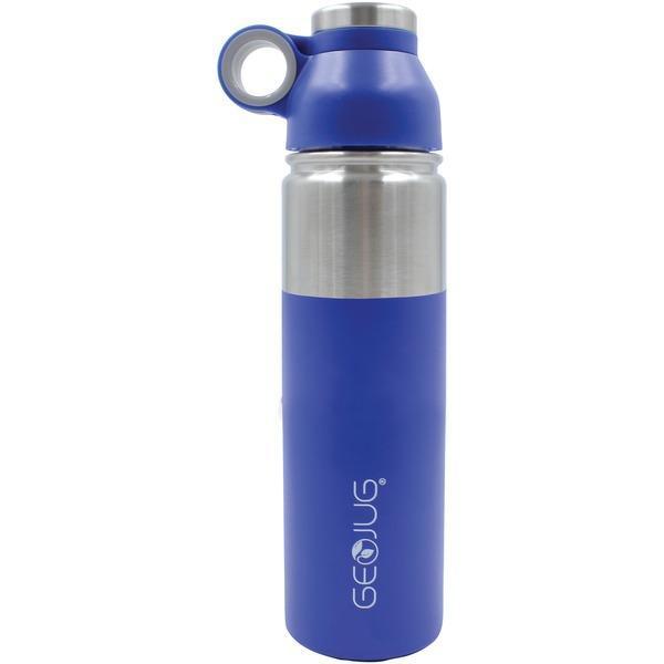 GeoJug 24-Ounce Stainless Steel Vacuum-Insulated Water Bottle (Blue)-Storage Containers & Accessories-JadeMoghul Inc.