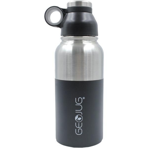 GeoJug 32-Ounce Stainless Steel Vacuum-Insulated Water Bottle (Black)-Storage Containers & Accessories-JadeMoghul Inc.