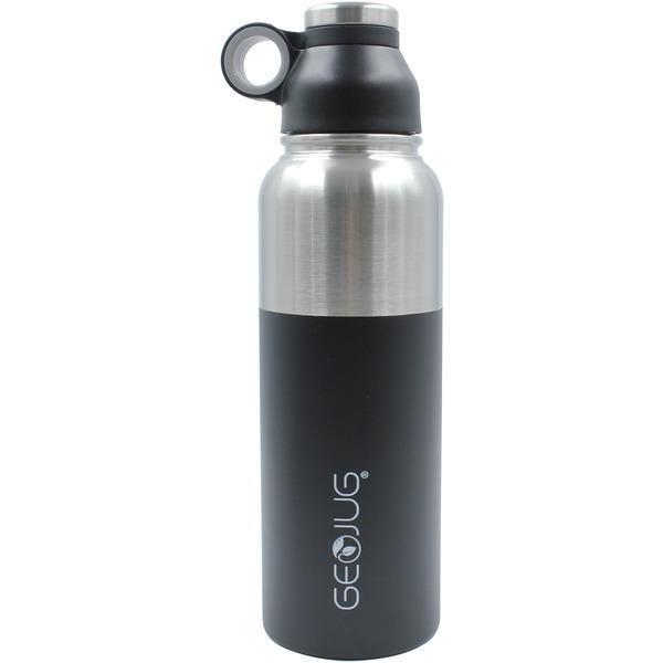 GeoJug 40-Ounce Stainless Steel Vacuum-Insulated Water Bottle (Black)-Storage Containers & Accessories-JadeMoghul Inc.