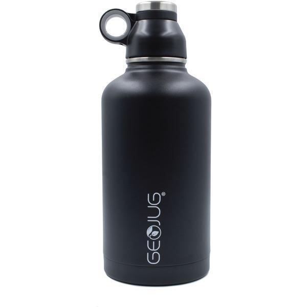 GeoJug 64-Ounce Stainless Steel Vacuum-Insulated Water Bottle (Black)-Storage Containers & Accessories-JadeMoghul Inc.