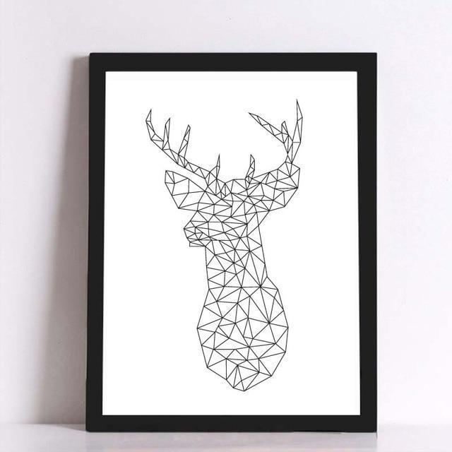 Geometric Deer Head Heart Shape Woodpecker Canvas Painting A4 No Frame Art Print Poster Home Decor Wall Pictures For Living Room-30cmX21cmA4 No Frame 1-Default-JadeMoghul Inc.