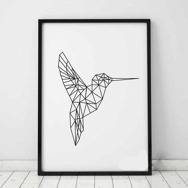 Geometric Deer Head Heart Shape Woodpecker Canvas Painting A4 No Frame Art Print Poster Home Decor Wall Pictures For Living Room-30cmX21cmA4 No Frame 2-Default-JadeMoghul Inc.