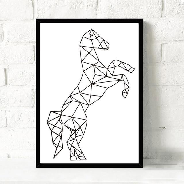 Geometric Deer Head Heart Shape Woodpecker Canvas Painting A4 No Frame Art Print Poster Home Decor Wall Pictures For Living Room-30cmX21cmA4 No Frame 3-Default-JadeMoghul Inc.