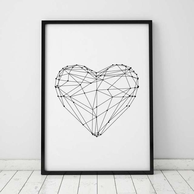 Geometric Deer Head Heart Shape Woodpecker Canvas Painting A4 No Frame Art Print Poster Home Decor Wall Pictures For Living Room-30cmX21cmA4 No Frame-Default-JadeMoghul Inc.