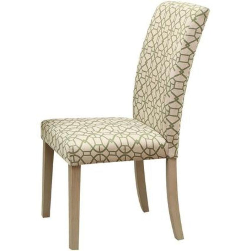 Geometric Pattern Fabric Upholstered Wooden Side Chair, Set of 2, Green and Brown-Accent Chairs-Green and Brown-Wood and Fabric-JadeMoghul Inc.