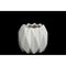 Geometric Patterned Ceramic Vase With Uneven Lip, Short, Matte White-Vases-White-Ceramic-JadeMoghul Inc.