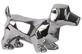 Geometrically Carved Standing Dachshund Dog Figurine In Ceramic, Silver-Animal Statues-Silver-Ceramic-JadeMoghul Inc.