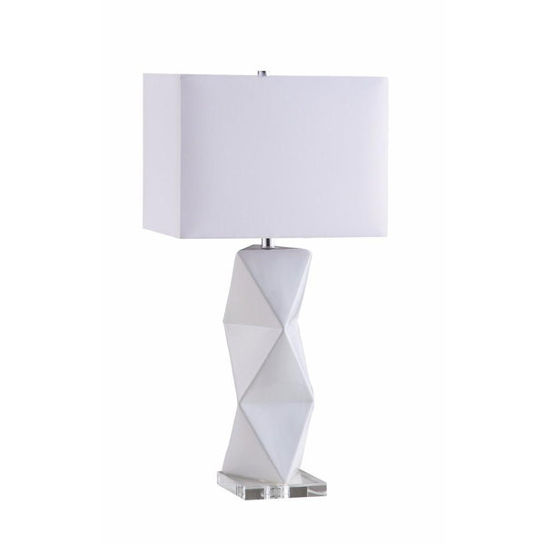 Geometrically Charmed White Table Lamp-Table & Desk Lamp-White-Ceramic-JadeMoghul Inc.