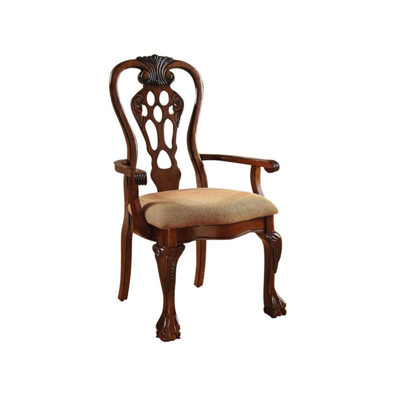 George Town Traditional George Town Arm Chair, Set Of 2, Cherry Finish-Armchairs and Accent Chairs-Cherry-Fabric Solid Wood Wood Veneer & Others-JadeMoghul Inc.