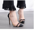 Geyunya Plus Size 35-41 Summer Women Pumps Transparent Clear Rivet Bow high heel Stiletto Fashion Shoes Woman Sapato Feminino-black-4.5-JadeMoghul Inc.