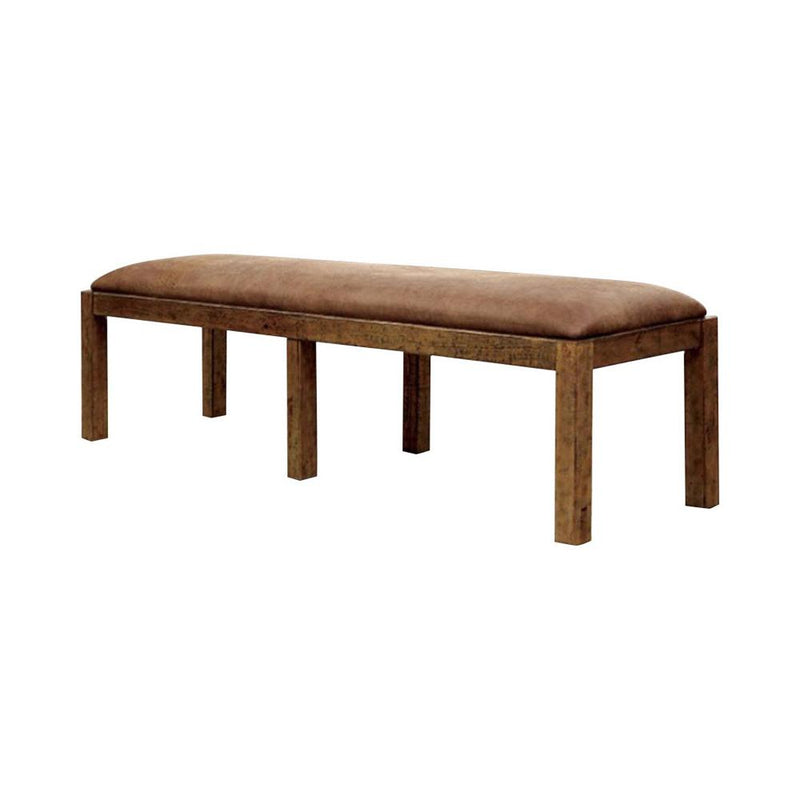 Gianna Transitional Bench, Rustic Pine-Accent and Storage Benches-Rustic Pine-Leatherette Solid Wood Wood Veneer & Others-JadeMoghul Inc.